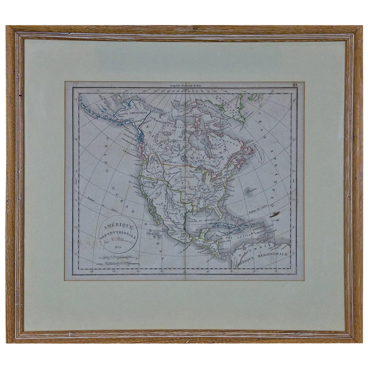 America "Amérique Septentrionale": A 19th Century French Map by Delamarche For Sale