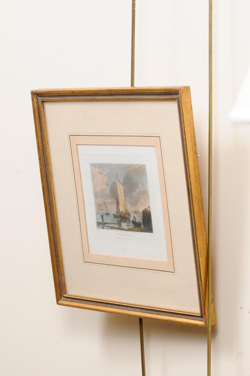 Framed 19th Century Engraving of Sailboat, London For Sale 4