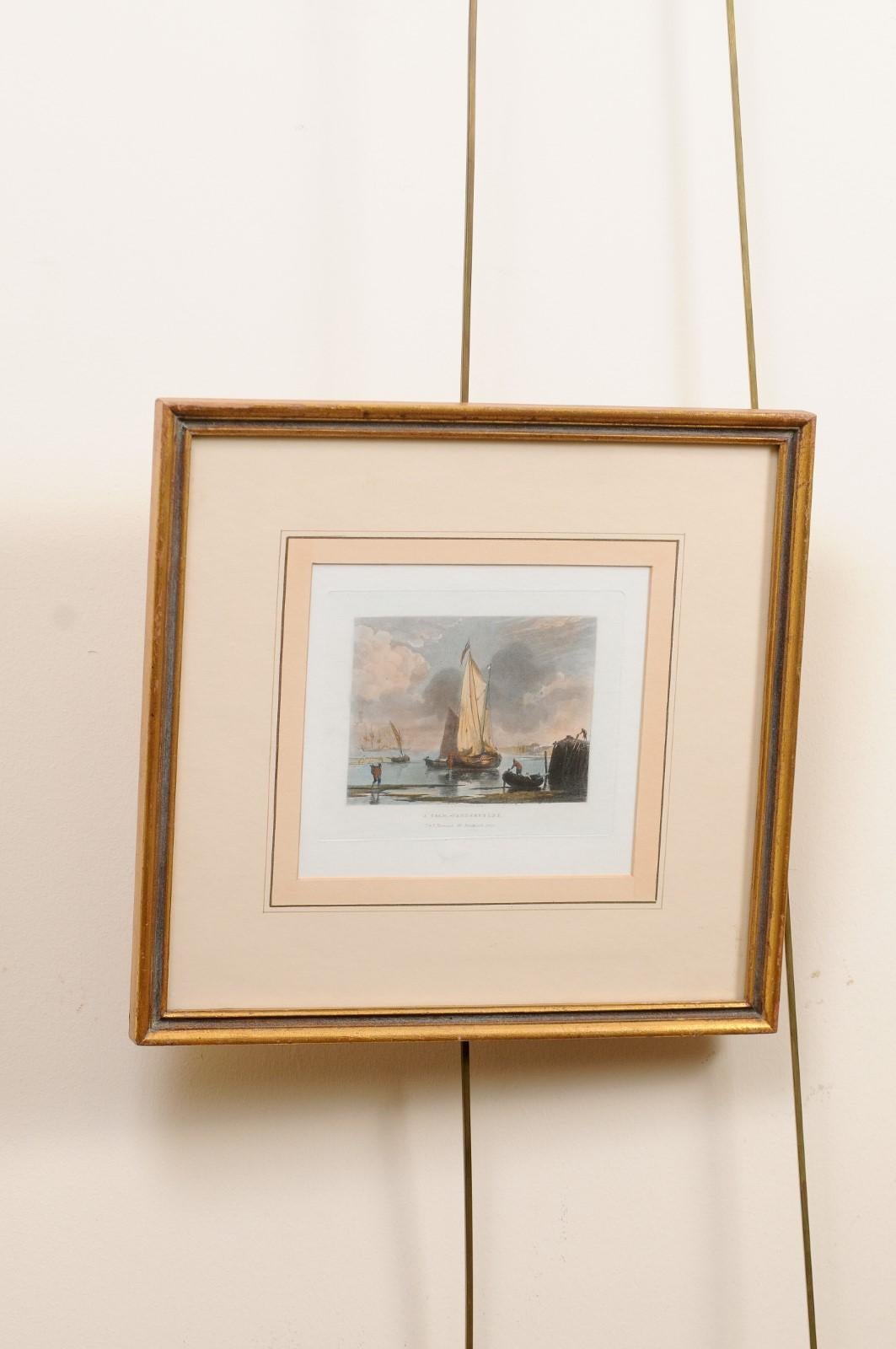 Framed 19th Century Engraving of Sailboat, London For Sale 5