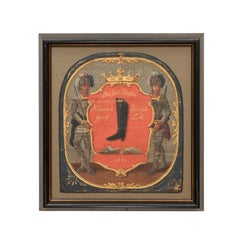 Framed 19th Century German Painted Leather Sign for Shoe Sales