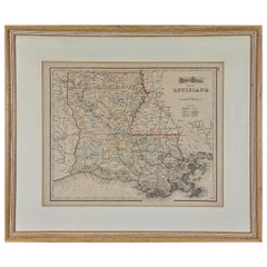 Louisiane : une carte du 19e siècle encadrée par O. W. Gray