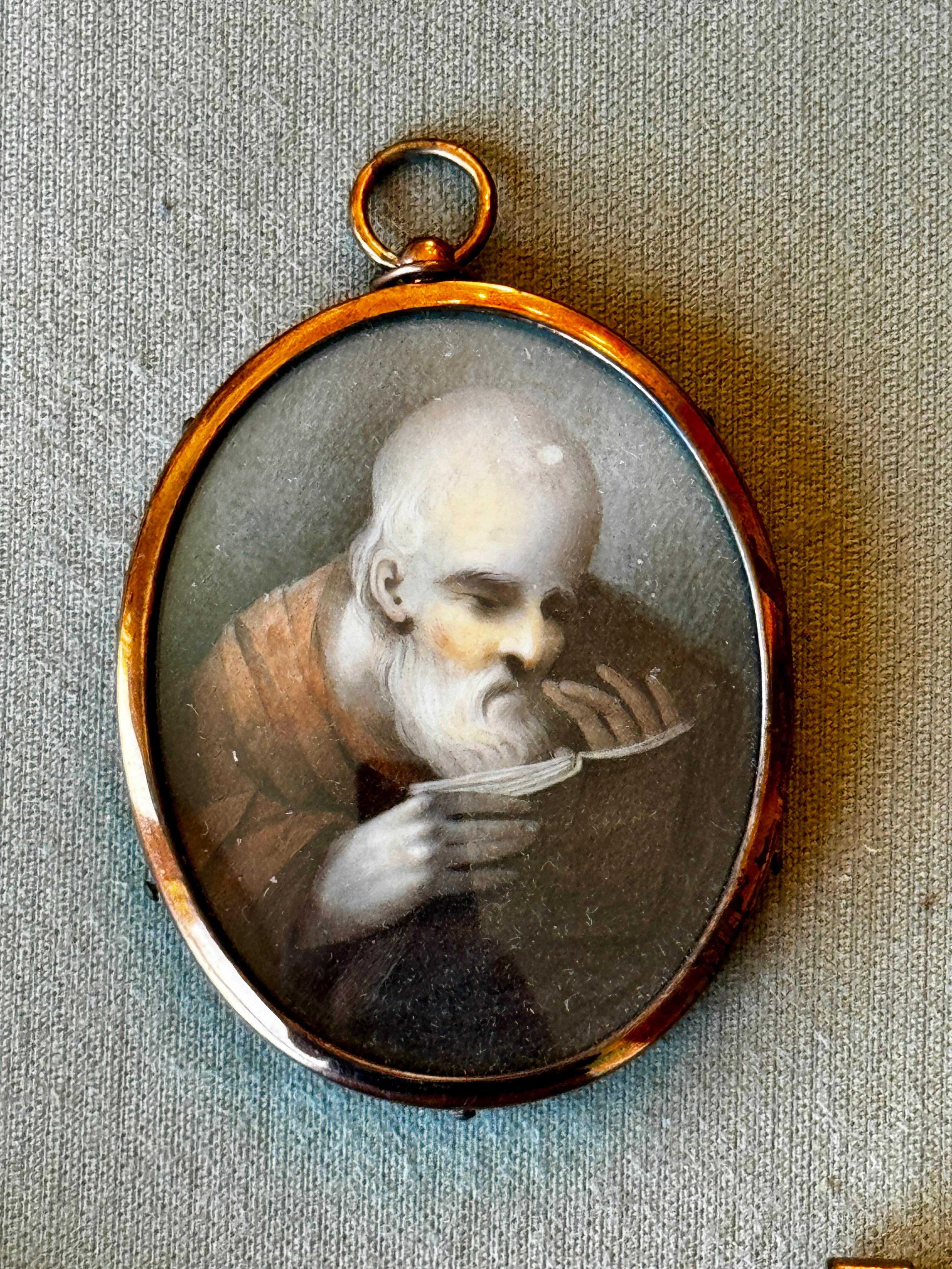 Framed 19th Century Porcelain Miniatures of Monks Hand-Painted

Frame 9.75