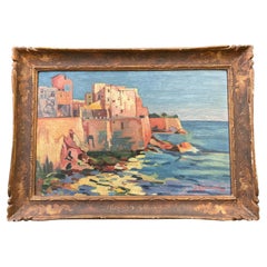 Antique Framed 20th Century French Oil Painting on Canvas Board by Artist B. Kielwasser