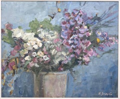 Huile sur toile encadrée du 20e siècle Nature morte au bouquet de fleurs, Ukraine, 1963