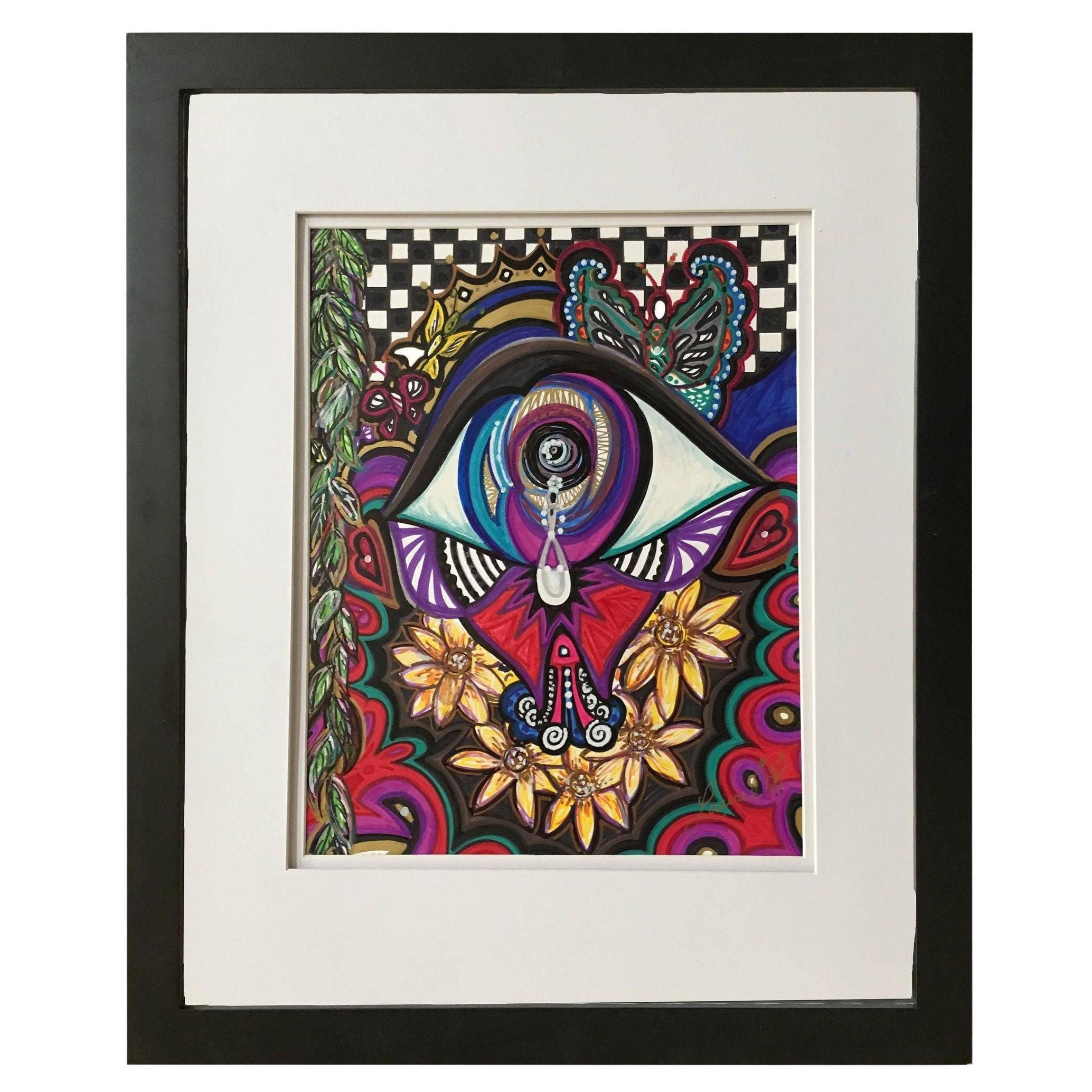 Abstracto enmarcado "A Tearful Moment Ii" Mixed-Media por Laurel Rosenberg