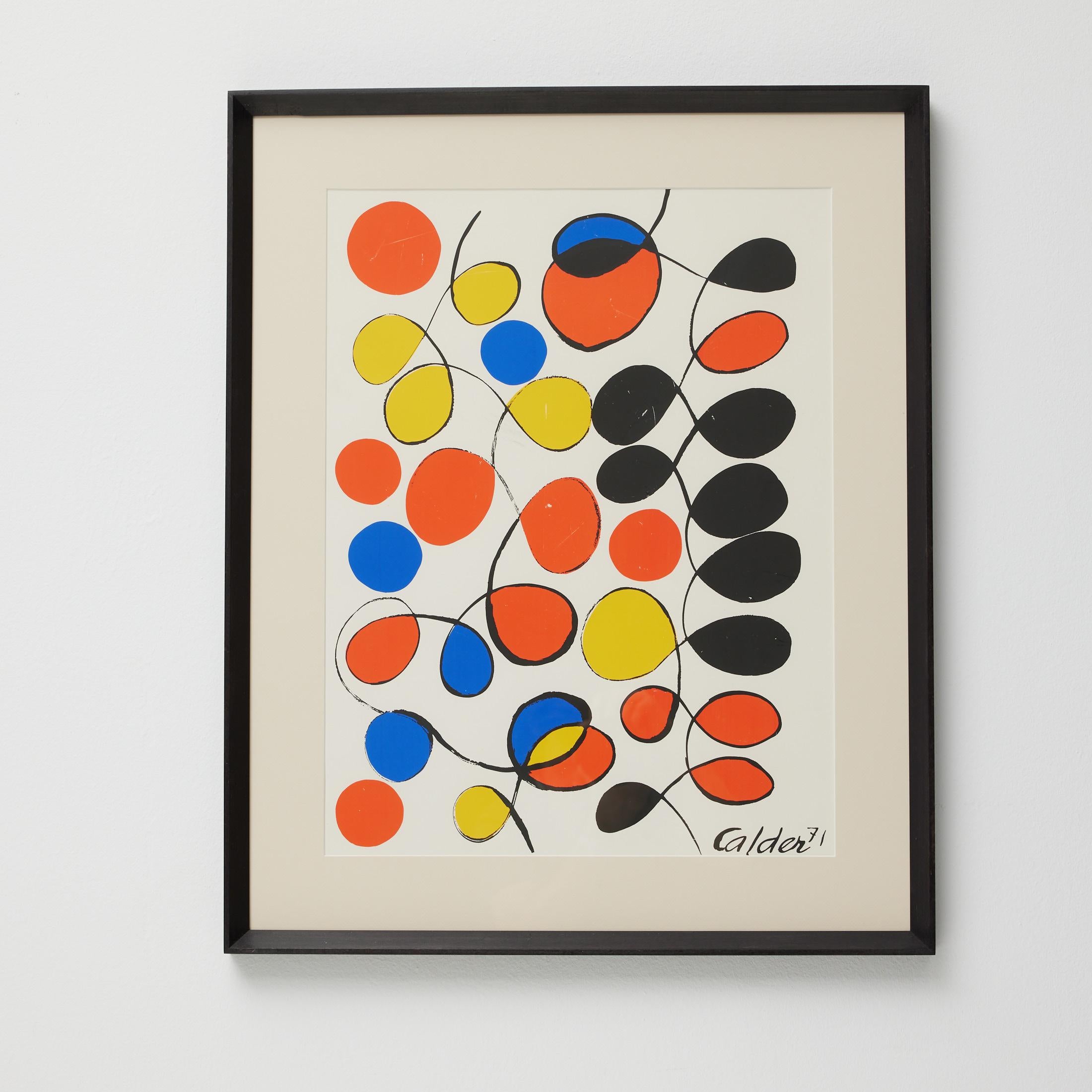 Gerahmte abstrakte Farbseriegrafie nach Alexander Calder im Angebot 7