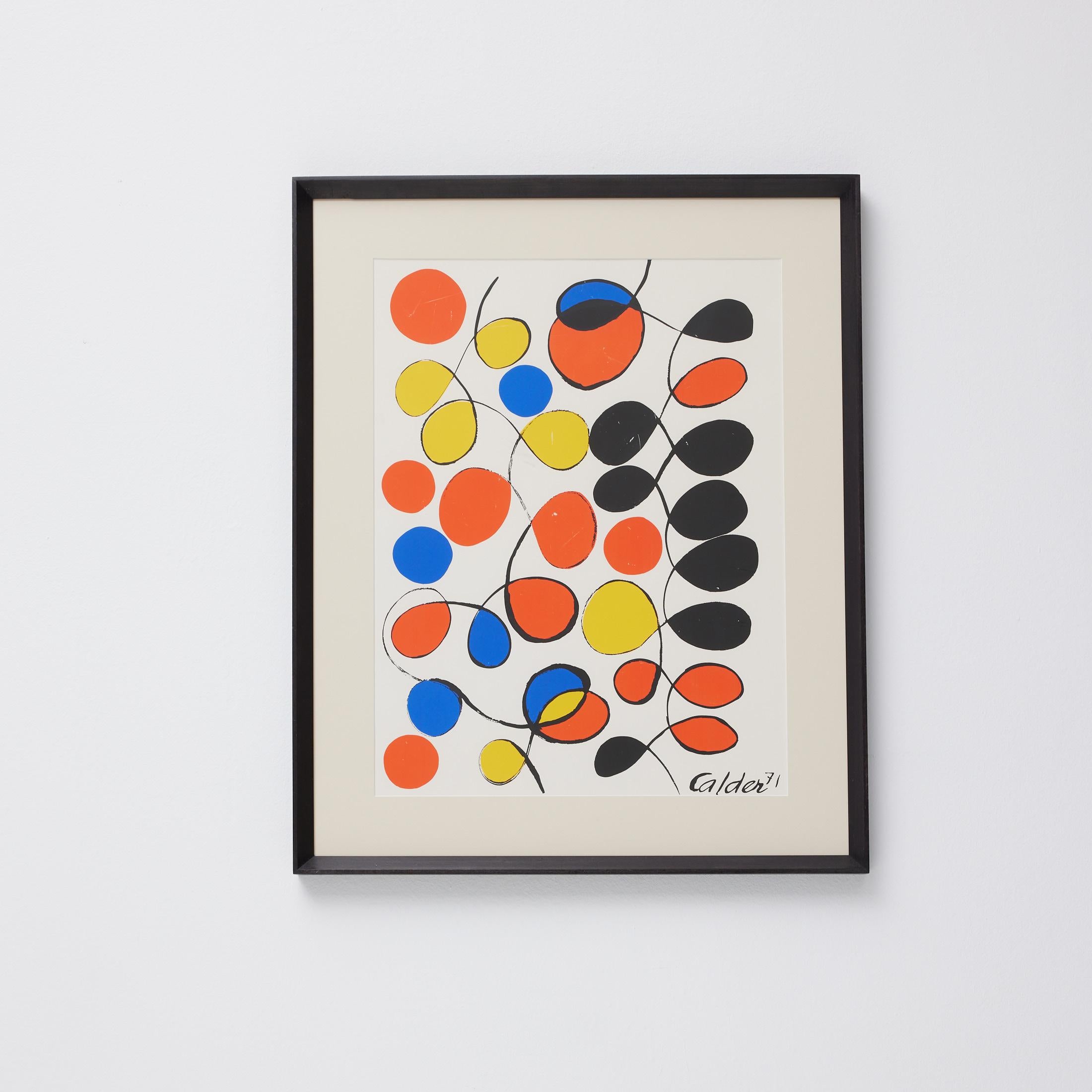 Gerahmte abstrakte Farbseriegrafie nach Alexander Calder (Moderne der Mitte des Jahrhunderts) im Angebot