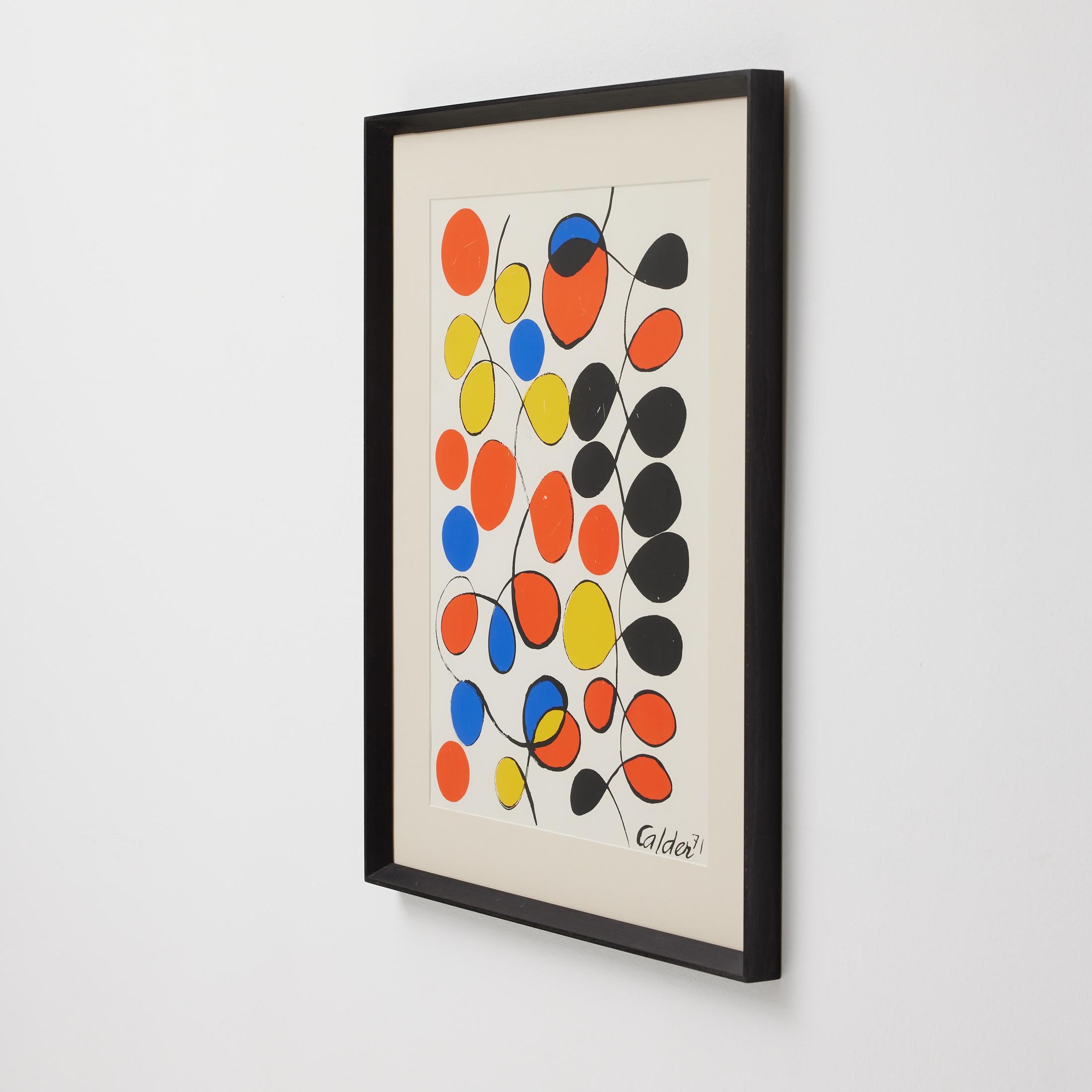 Gerahmte abstrakte Farbseriegrafie nach Alexander Calder (Französisch) im Angebot