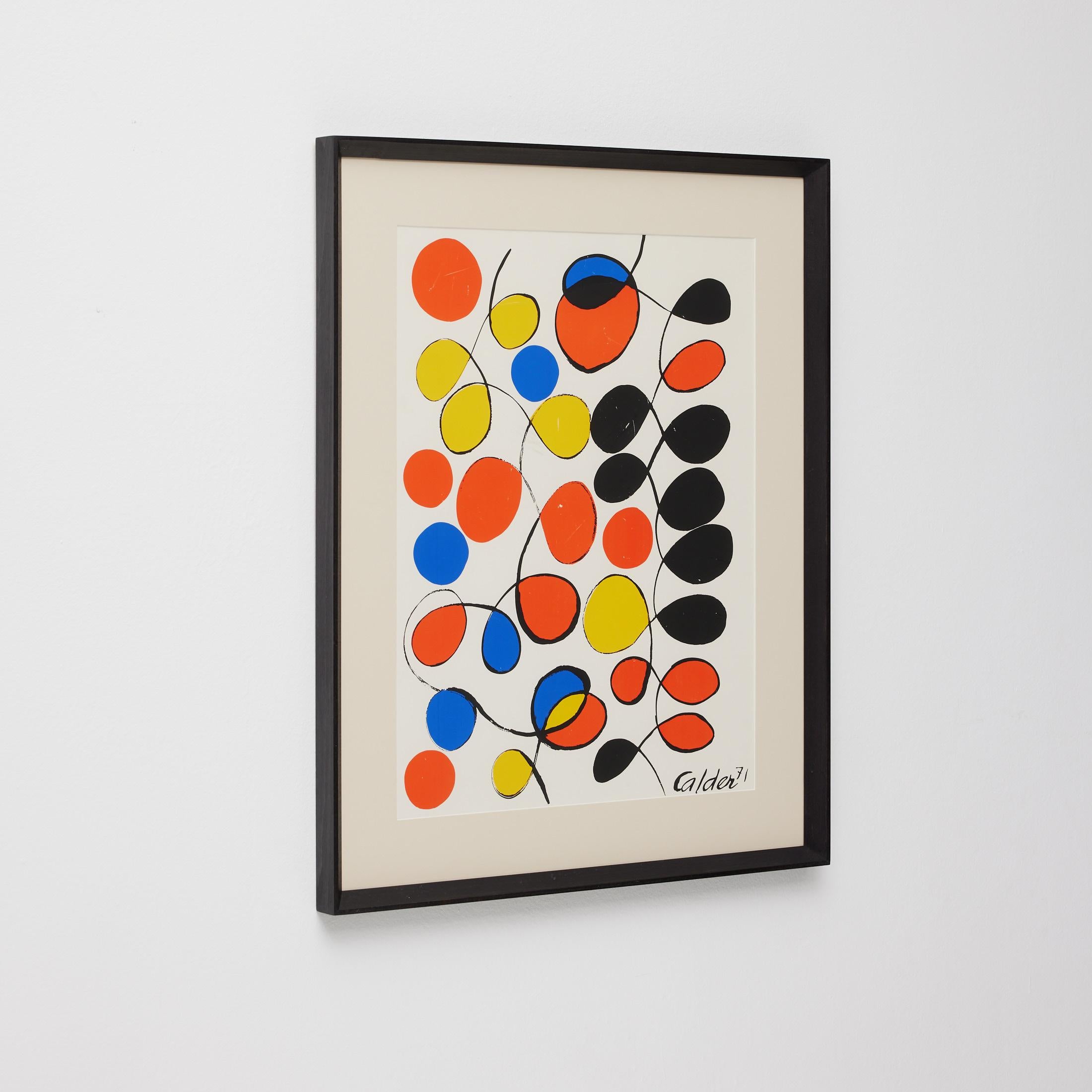 Gerahmte abstrakte Farbseriegrafie nach Alexander Calder im Angebot 2