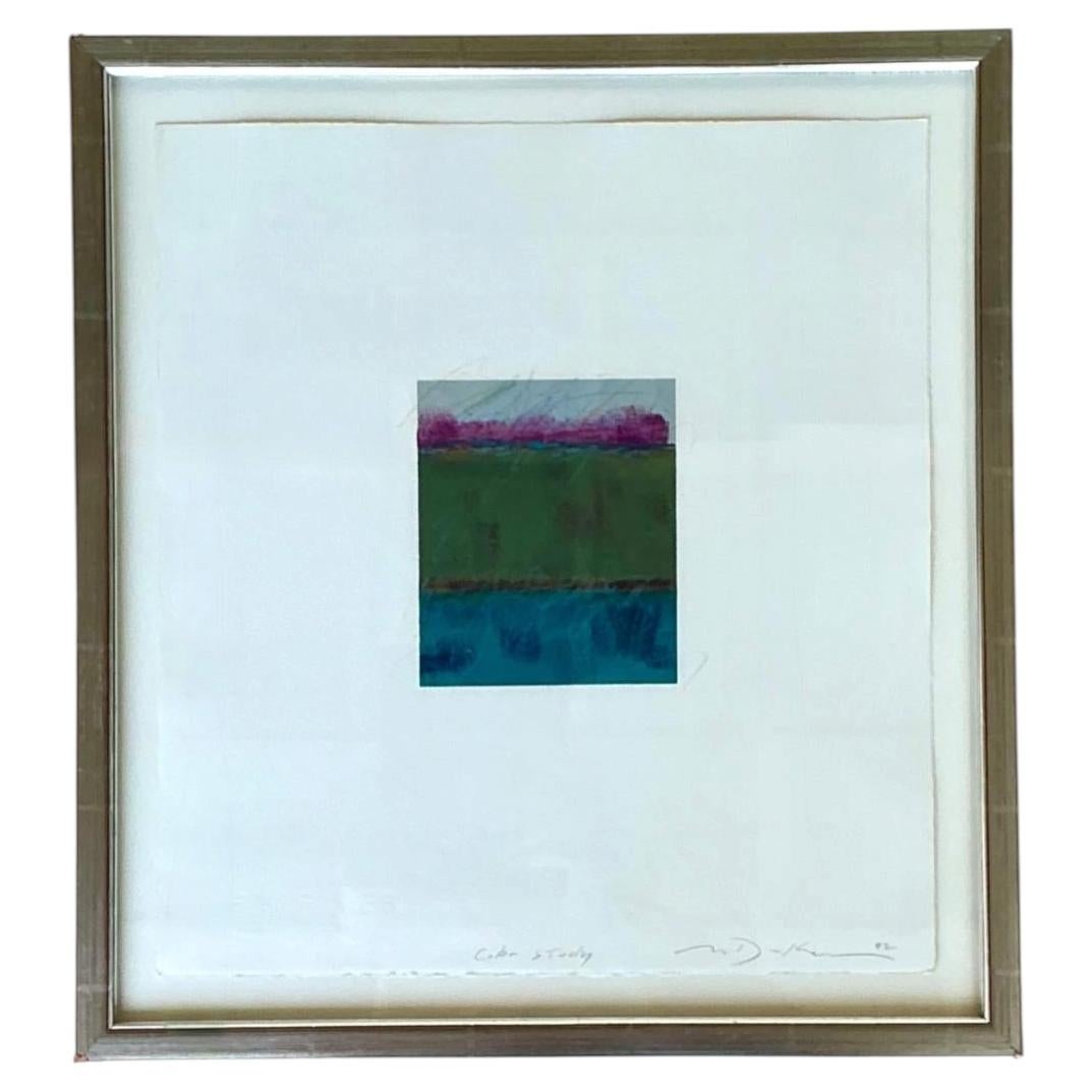 Framed Abstract Color Study Monotype Print