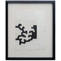 Gravure Abstraite Encadrée pour Adoracion par Eduardo Chillida:: 26/35:: 1977