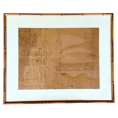 Framed Abstract Figurative Line Drawing