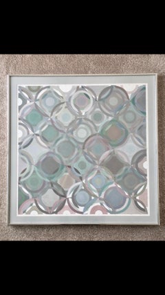 Framed Abstract Geometric Gouache on Paper by Stevan Kissel