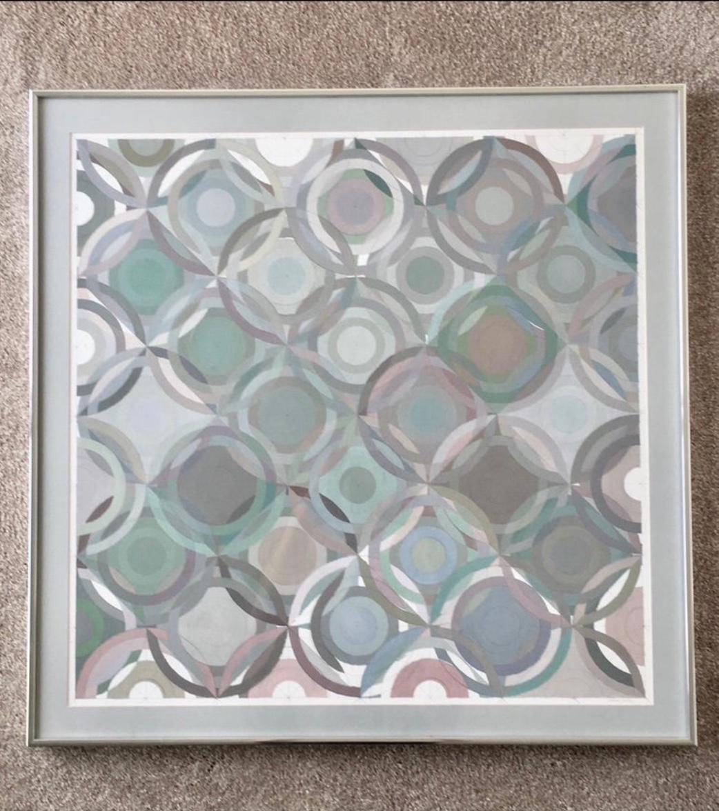 Modern Framed Abstract Geometric Gouache on Paper by Stevan Kissel For Sale