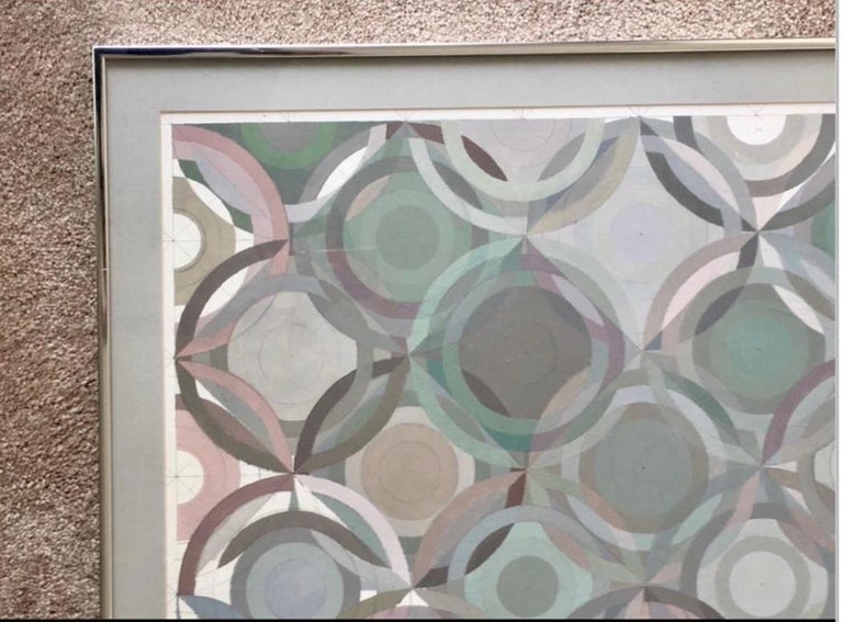 Framed Abstract Geometric Gouache on Paper by Stevan Kissel In Excellent Condition For Sale In Los Angeles, CA