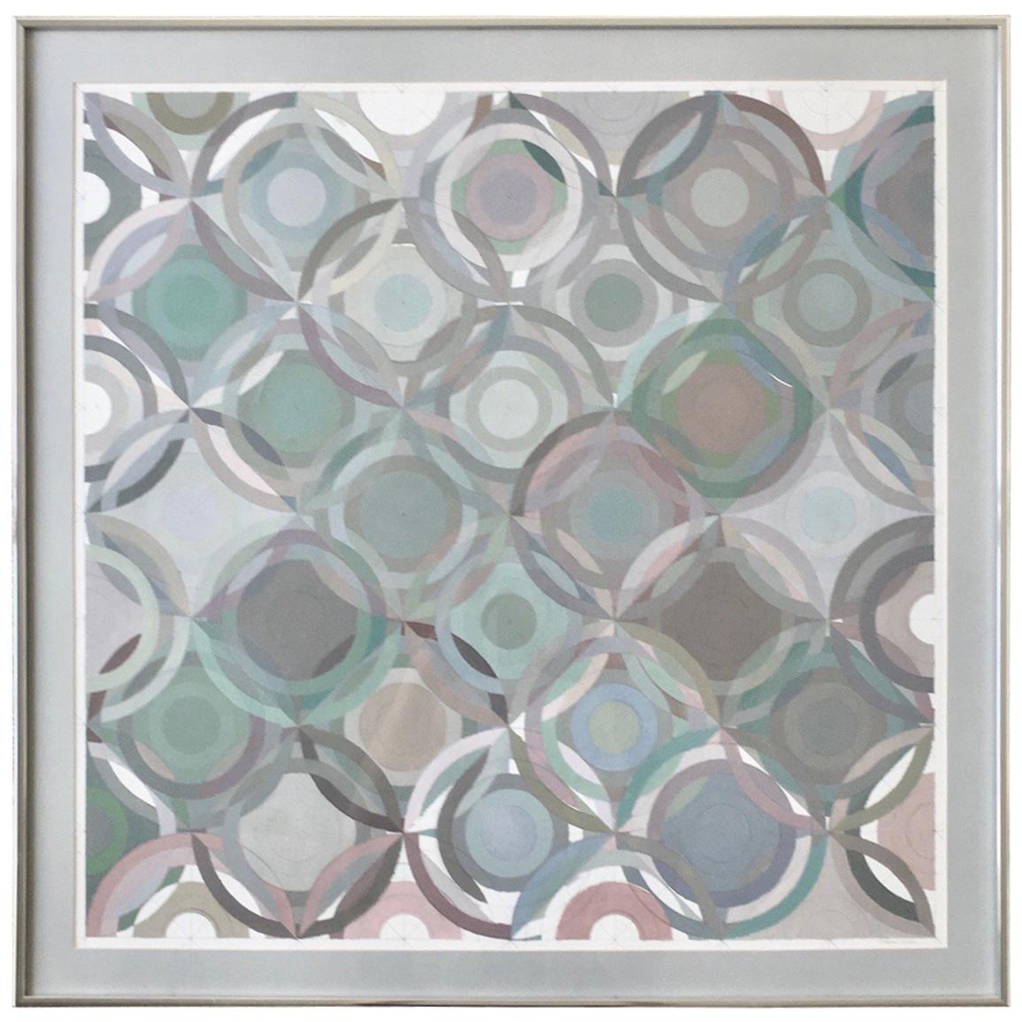 Framed Abstract Geometric Gouache on Paper by Stevan Kissel