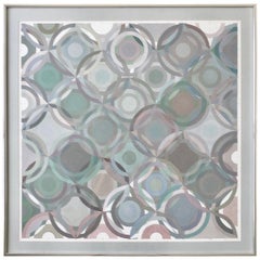 Vintage Framed Abstract Geometric Gouache on Paper by Stevan Kissel