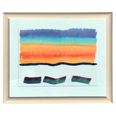 Framed Abstract Joe Orffeo Watercolor Painting