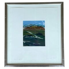 Framed Abstract Landscape Monotype Print