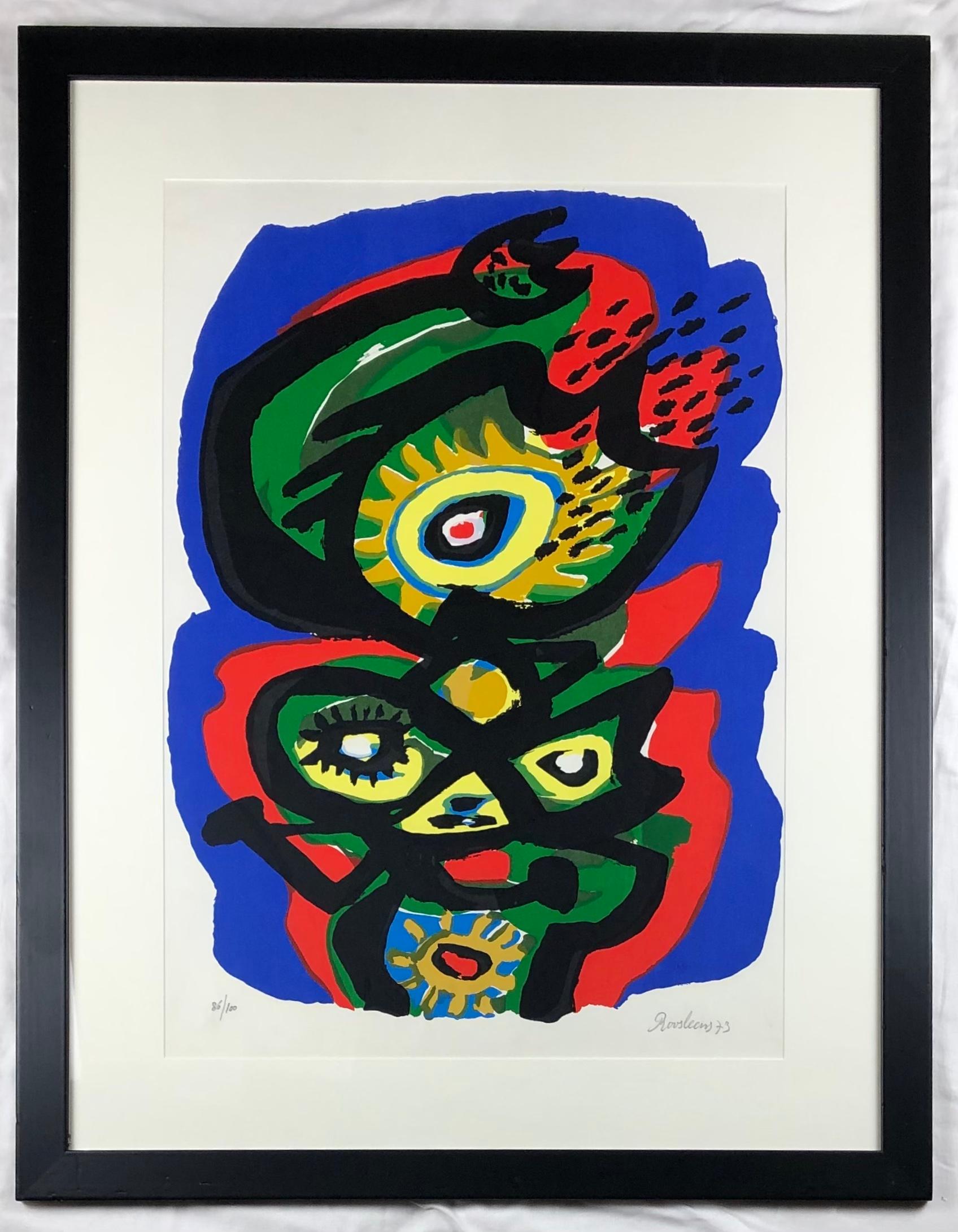 Modern Framed Abstract Lithograph by a French Artist, Signed Roosleens For Sale