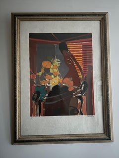 Signed Abstract Lithograph Still Life, Mid-Century Modern, France