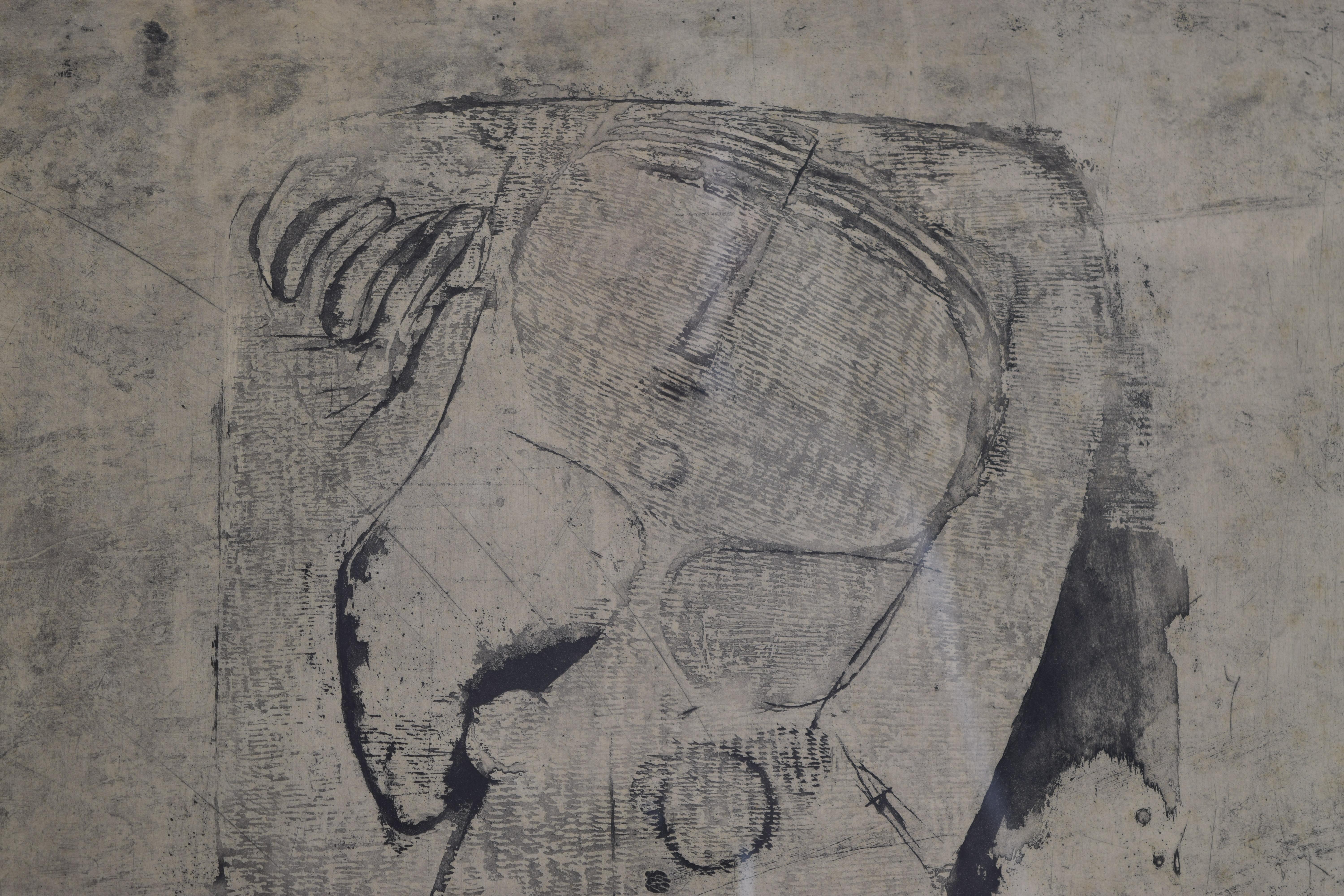 Papier Lithographie abstraite encadrée, signée et numérotée, 2e moitié du 20e siècle en vente