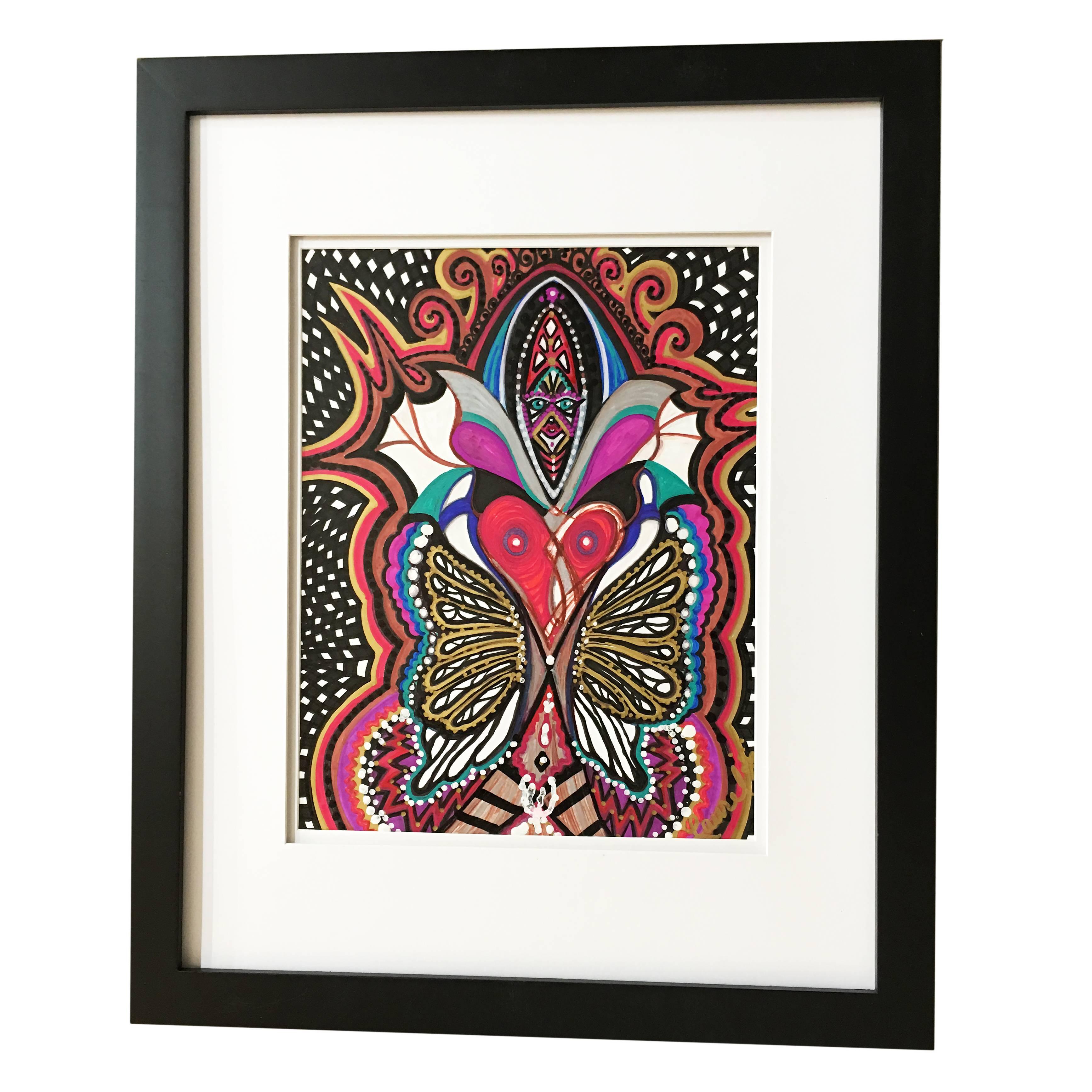 Framed Abstract "Mirror, Mirror Who Am I?" Mixed-Media by Laurel Rosenberg For Sale