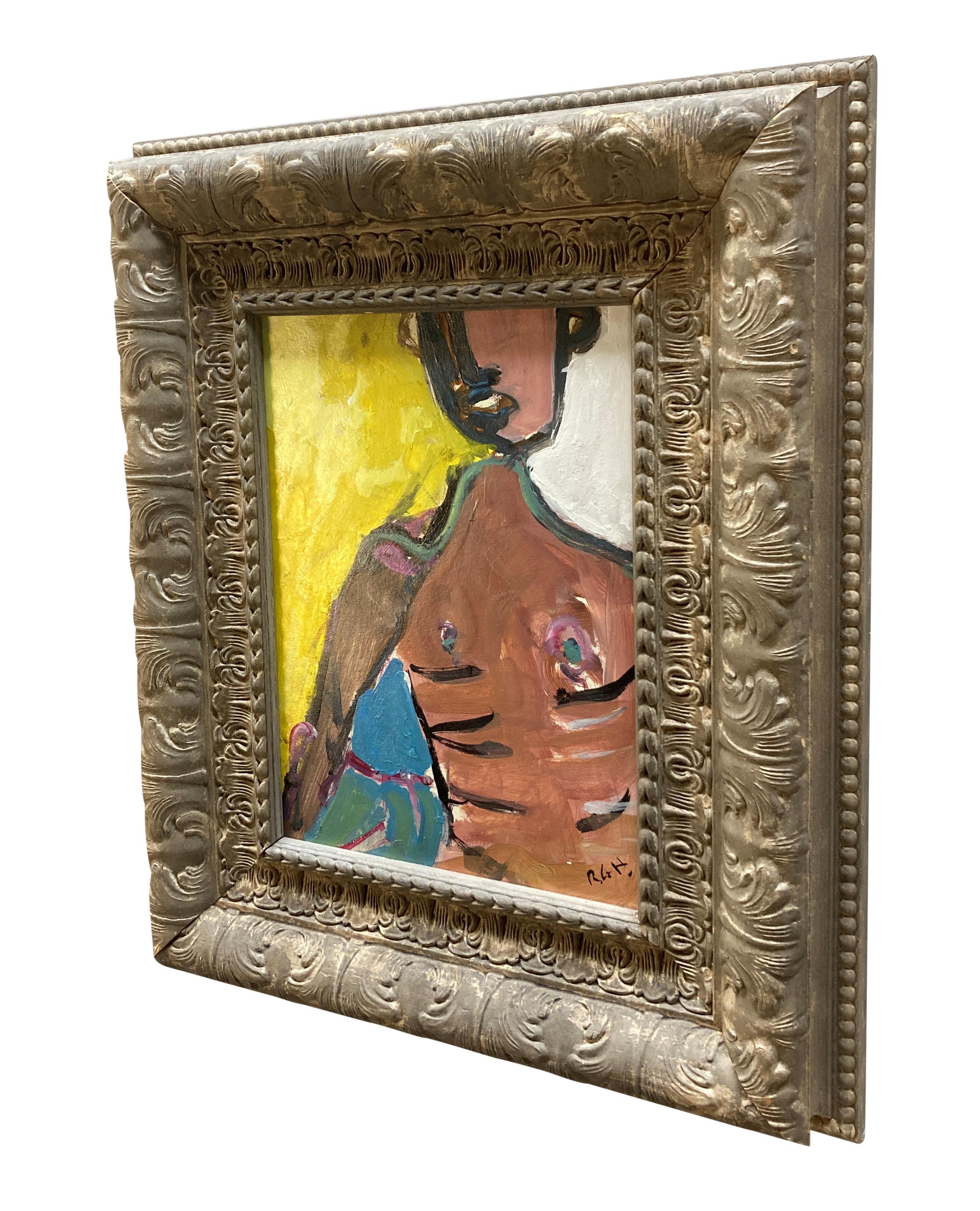 Gerahmte abstrakte Öl auf Brett eines männlichen Torso (Irisch) im Angebot