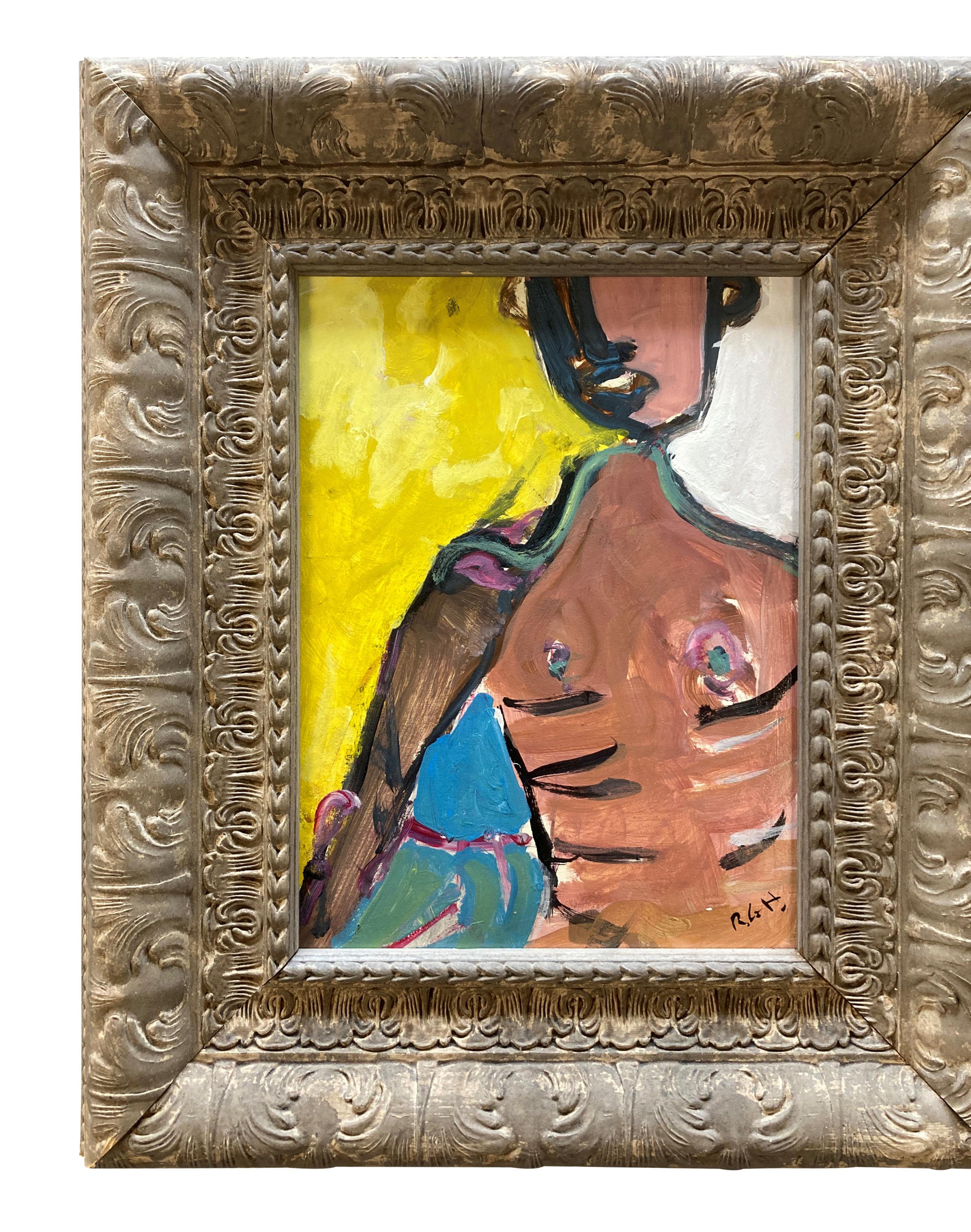 Gerahmte abstrakte Öl auf Brett eines männlichen Torso im Zustand „Gut“ im Angebot in Kent, Dover