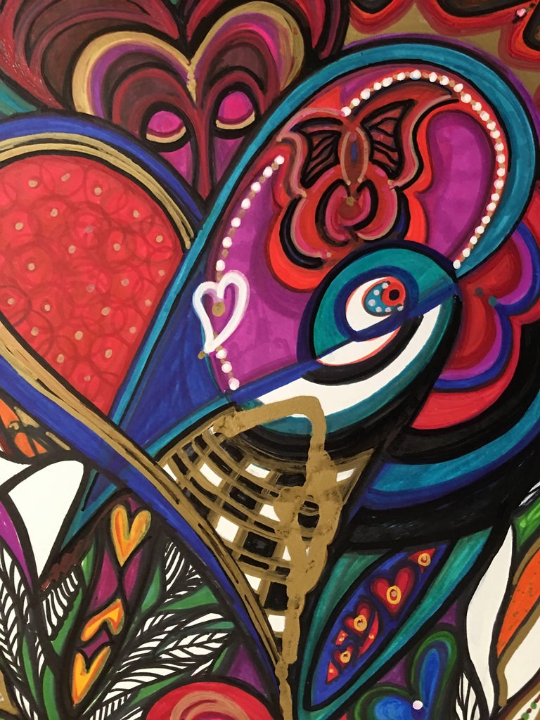 Framed Abstract "The Unknown Journey" Mixed-Media on Paper by Laurel