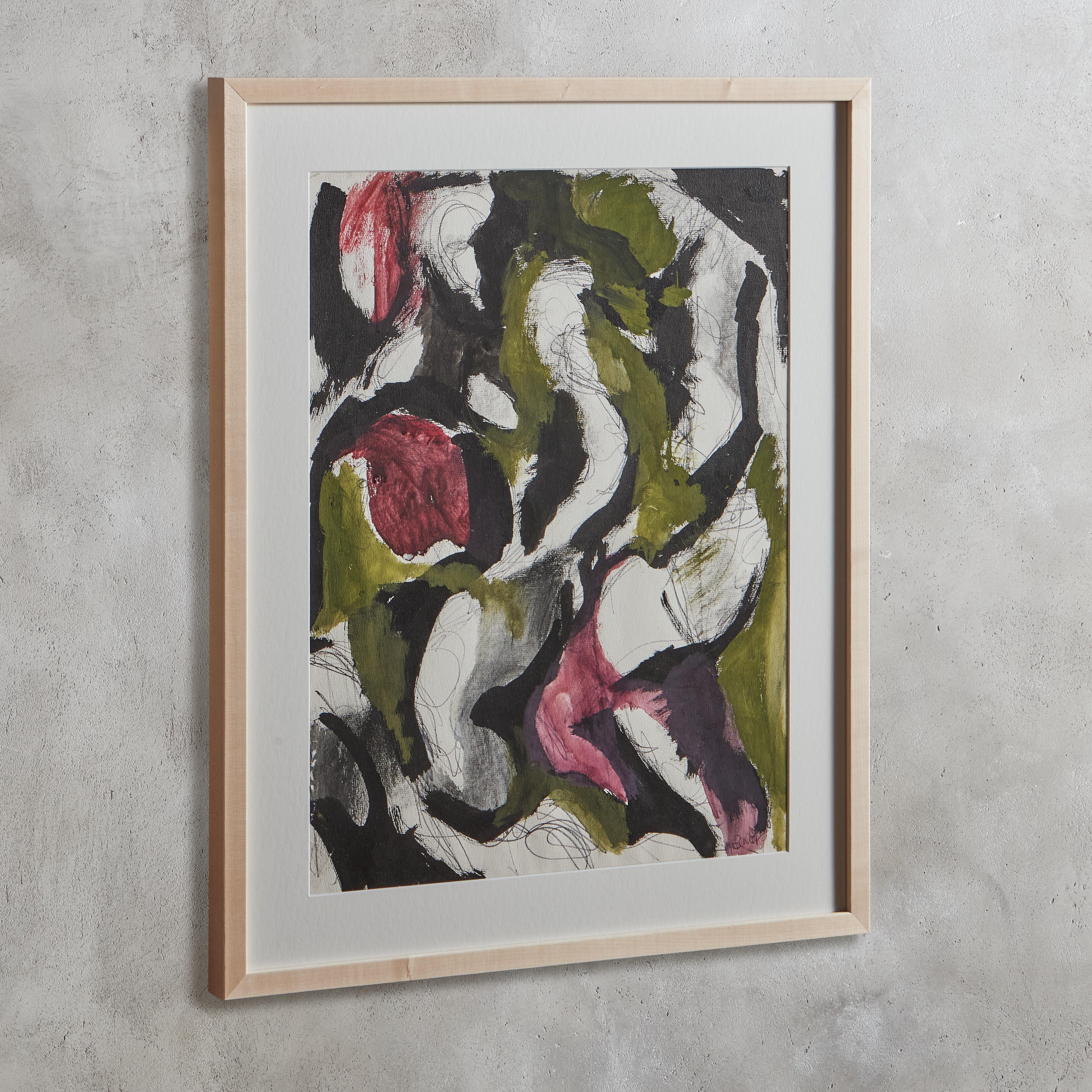 Framed Abstract Watercolor by May Bender, Late 20th Century In Good Condition For Sale In Chicago, IL