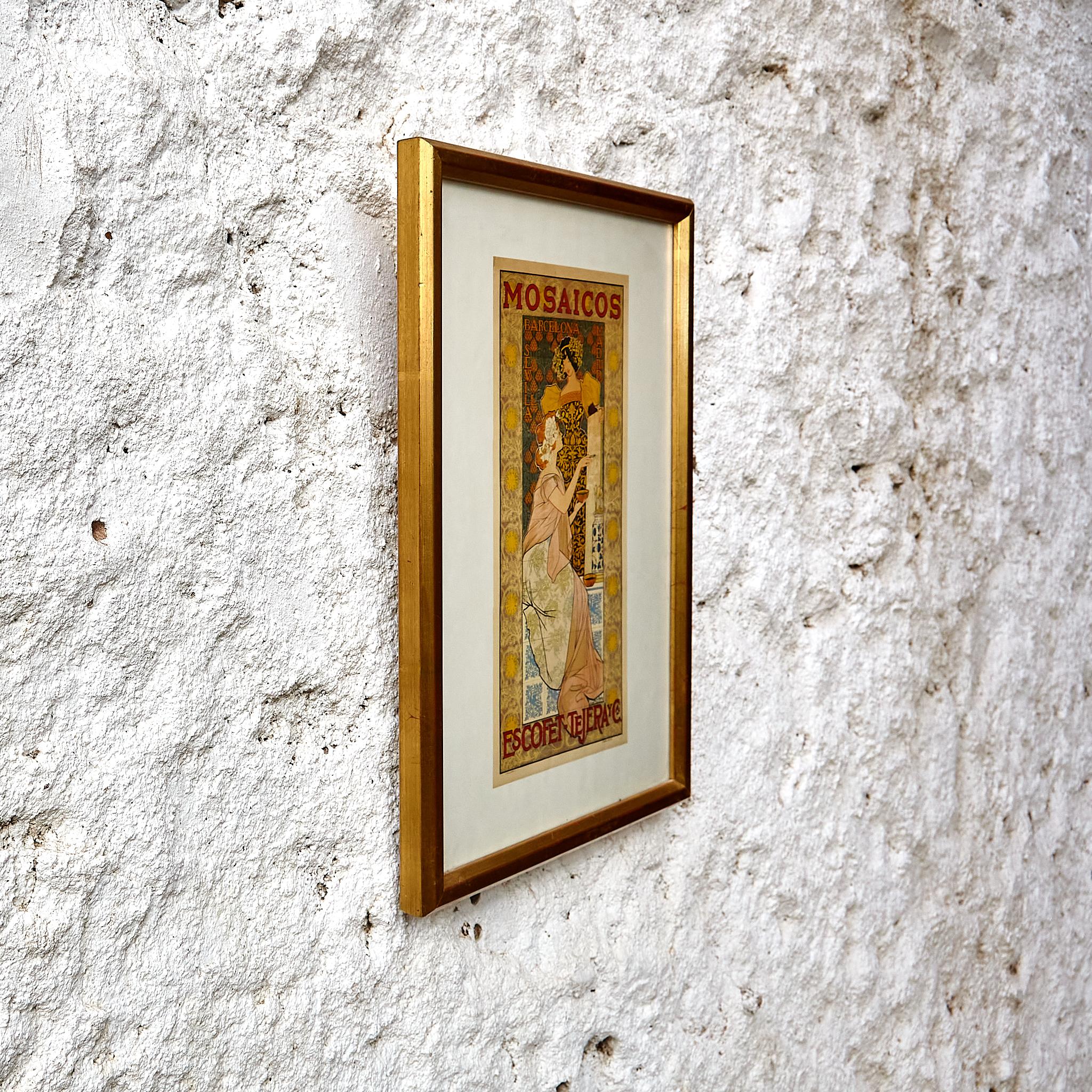 Gerahmter Ricover-Druck von „Mosaicos Escofet“, um 1900

Hergestellt in Spanien, gedruckt in Barcelona um 1900.

Abmessungen: 
T 3 x B 31 H 41 cm

Originaler Zustand mit geringen alters- und gebrauchsbedingten Abnutzungserscheinungen, der eine