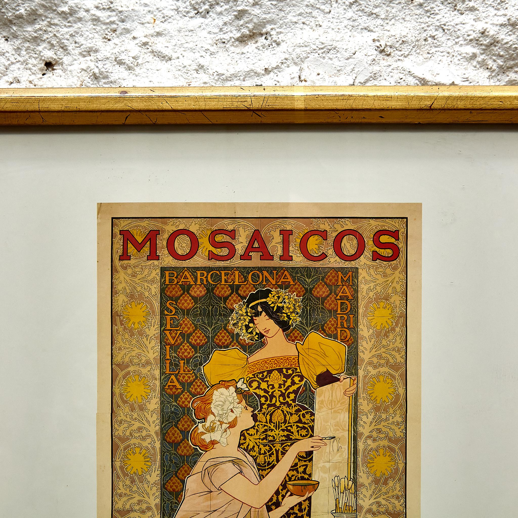 Gerahmter Ricover-Druck von „Mosaicos Escofet“, um 1900 im Zustand „Gut“ im Angebot in Barcelona, Barcelona