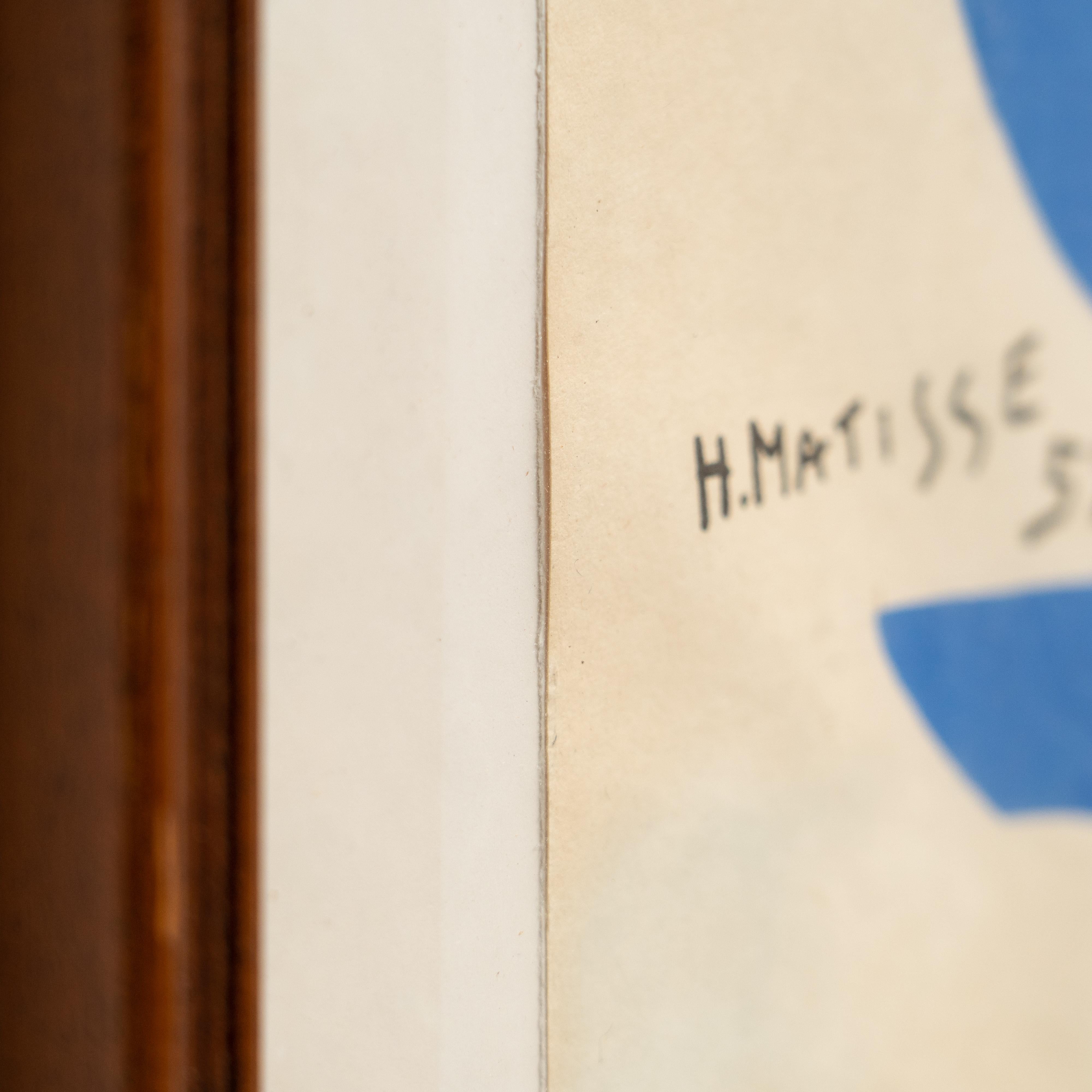 Framed After Henri Matisse Cut Out Blue Lithograph Nu Bleu  For Sale 6