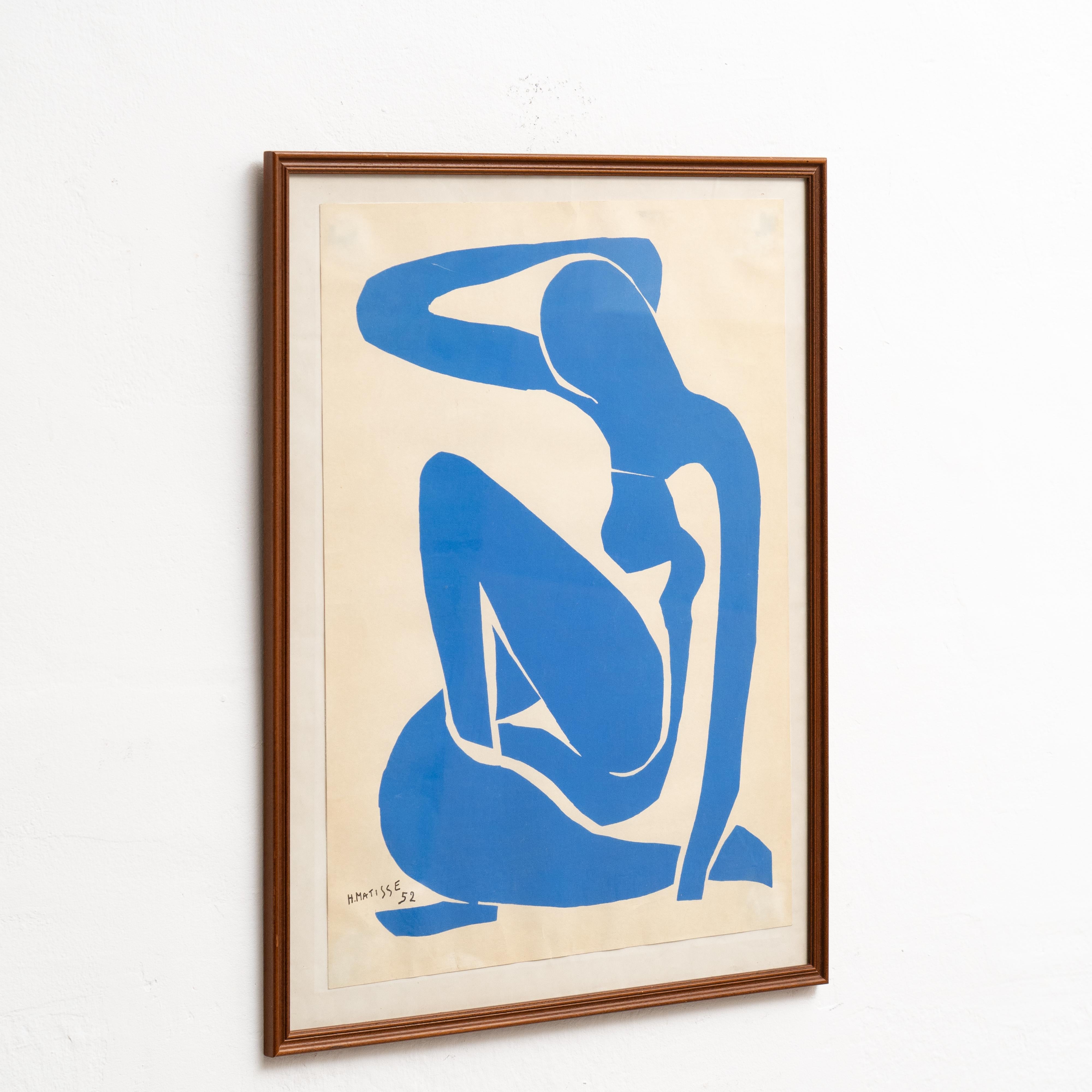 Encadré d'après Henri Matisse Lithographie découpée bleue Nu Bleu  Bon état - En vente à Barcelona, Barcelona