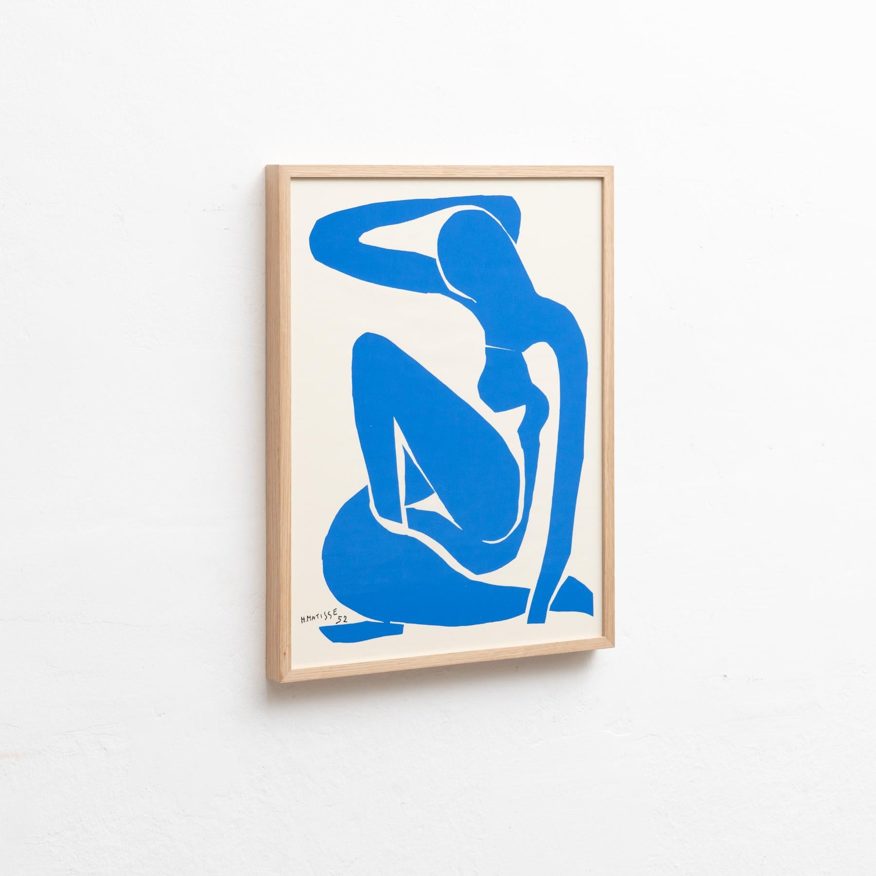 Framed After Henri Matisse Cut Out Blue Lithograph Nu Bleu I 3