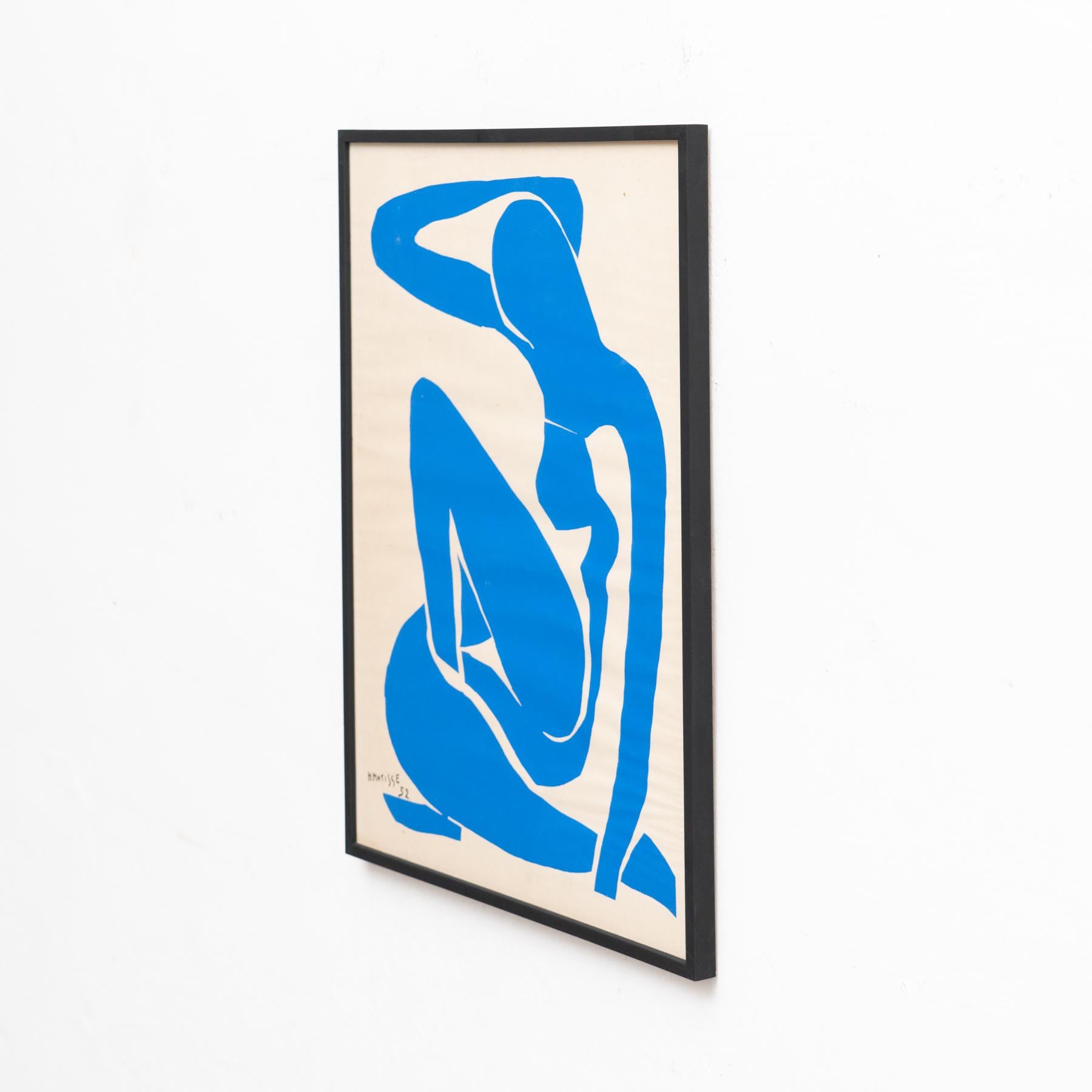 Paper Framed After Henri Matisse Cut Out Blue Lithograph Nu Bleu I For Sale