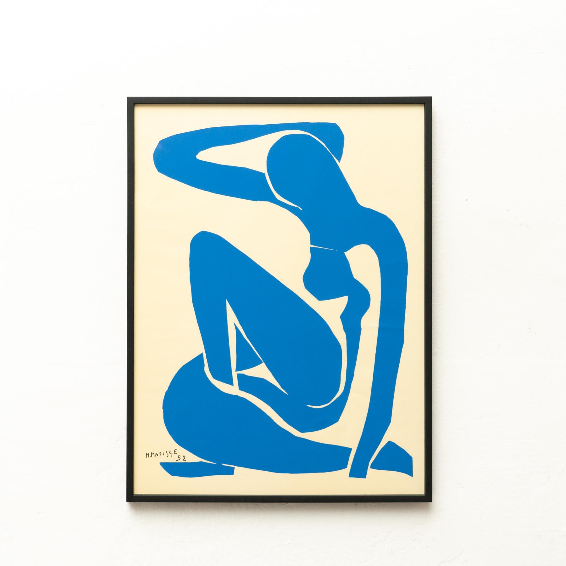 Framed After Henri Matisse Cut Out Blue Lithograph Nu Bleu I 7