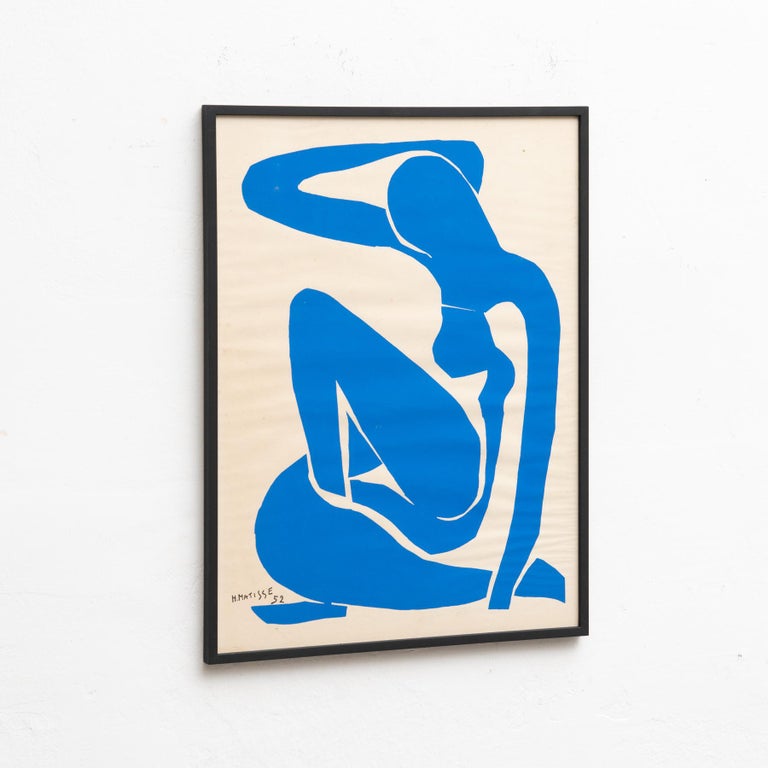 noget frokost Kiks Framed After Henri Matisse Cut Out Blue Lithograph Nu Bleu I For Sale at  1stDibs