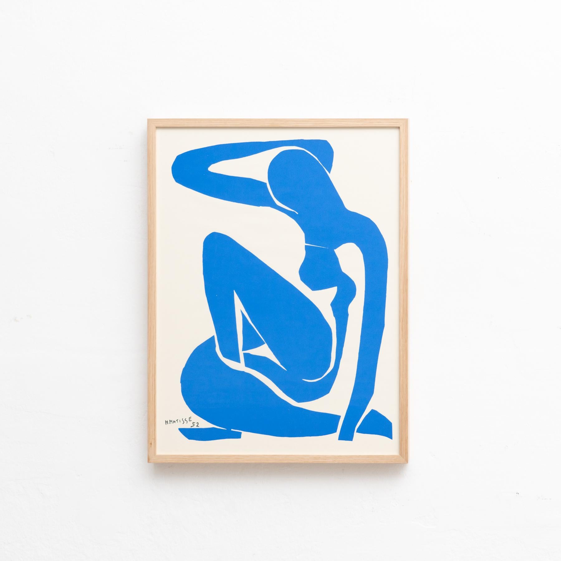 Modern Framed After Henri Matisse Cut Out Blue Lithograph Nu Bleu I