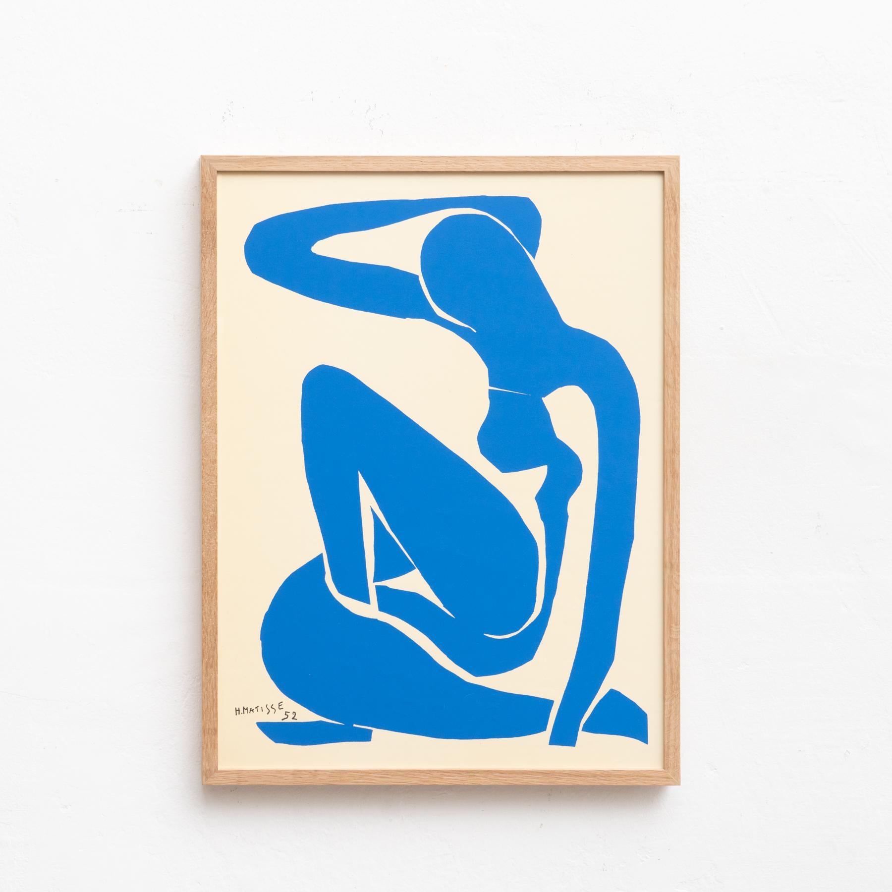 Late 20th Century Framed After Henri Matisse Cut Out Blue Lithograph Nu Bleu I