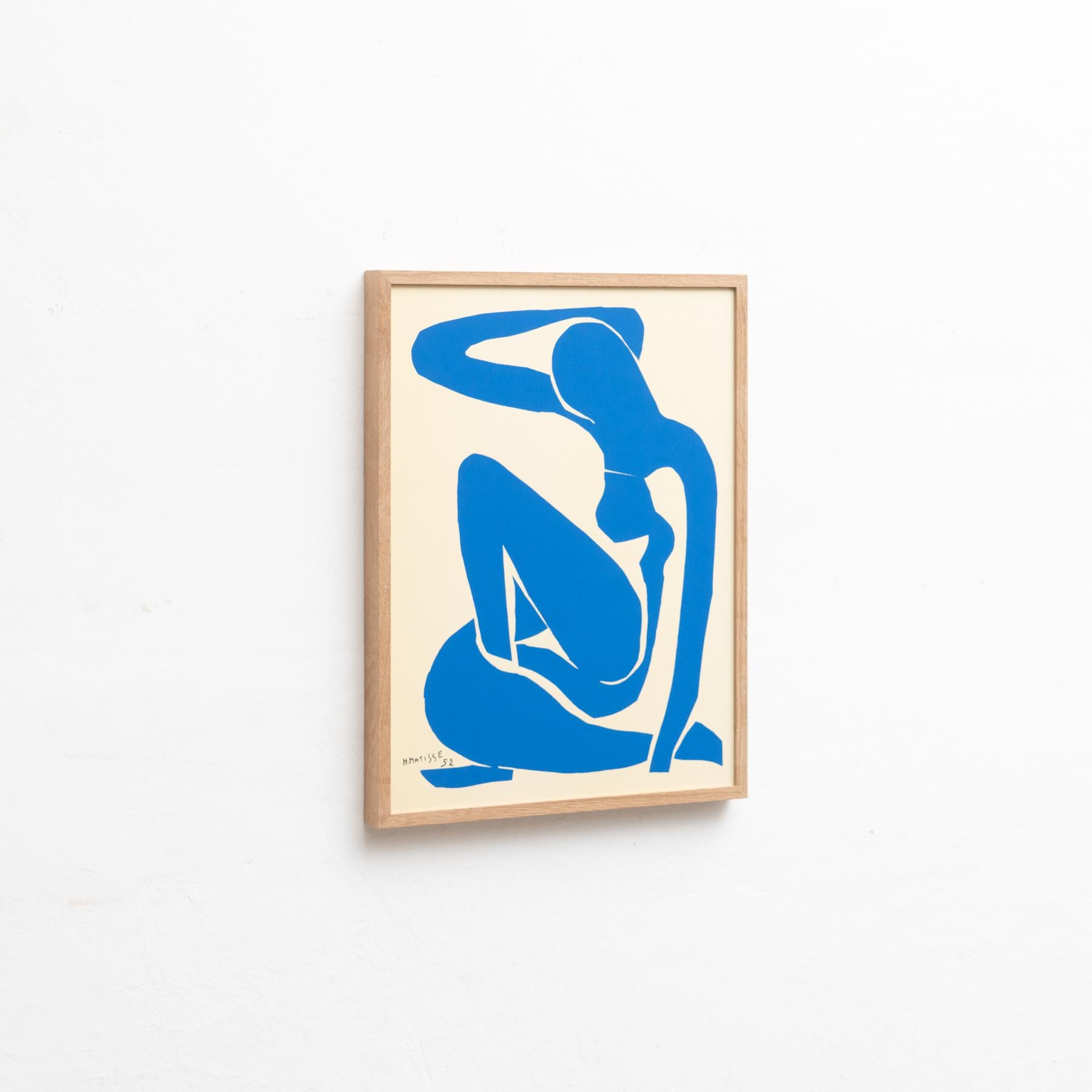 Paper Framed After Henri Matisse Cut Out Blue Lithograph Nu Bleu I