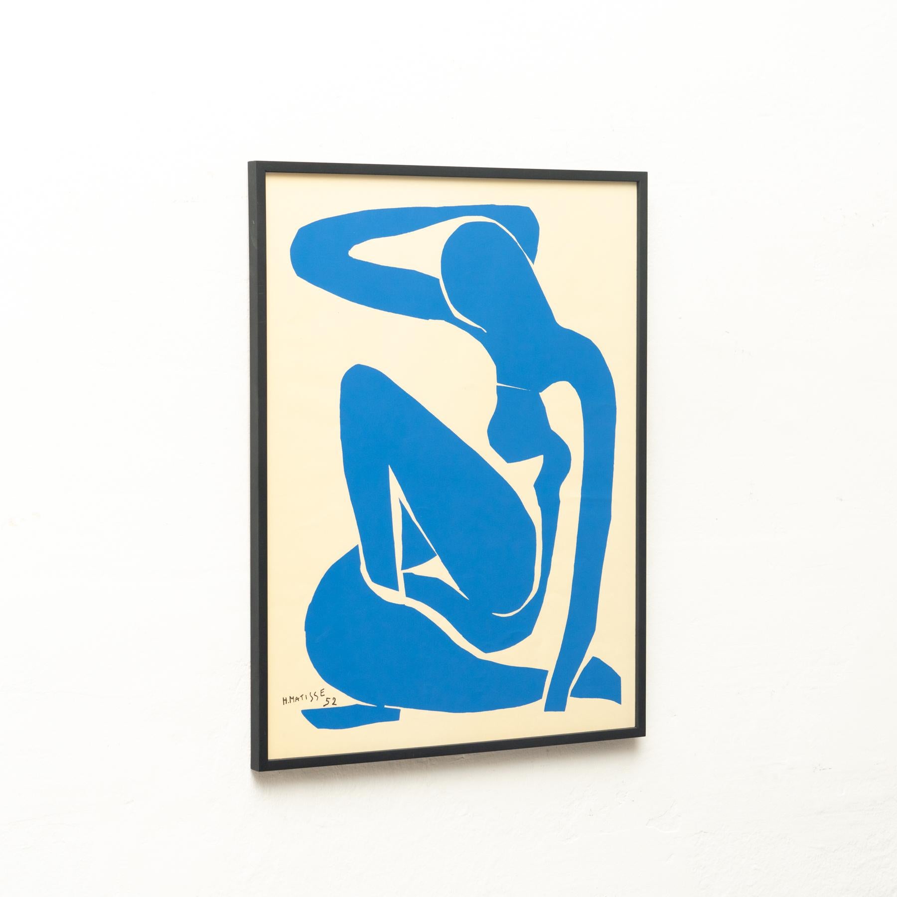 Framed After Henri Matisse Cut Out Blue Lithograph Nu Bleu I 1