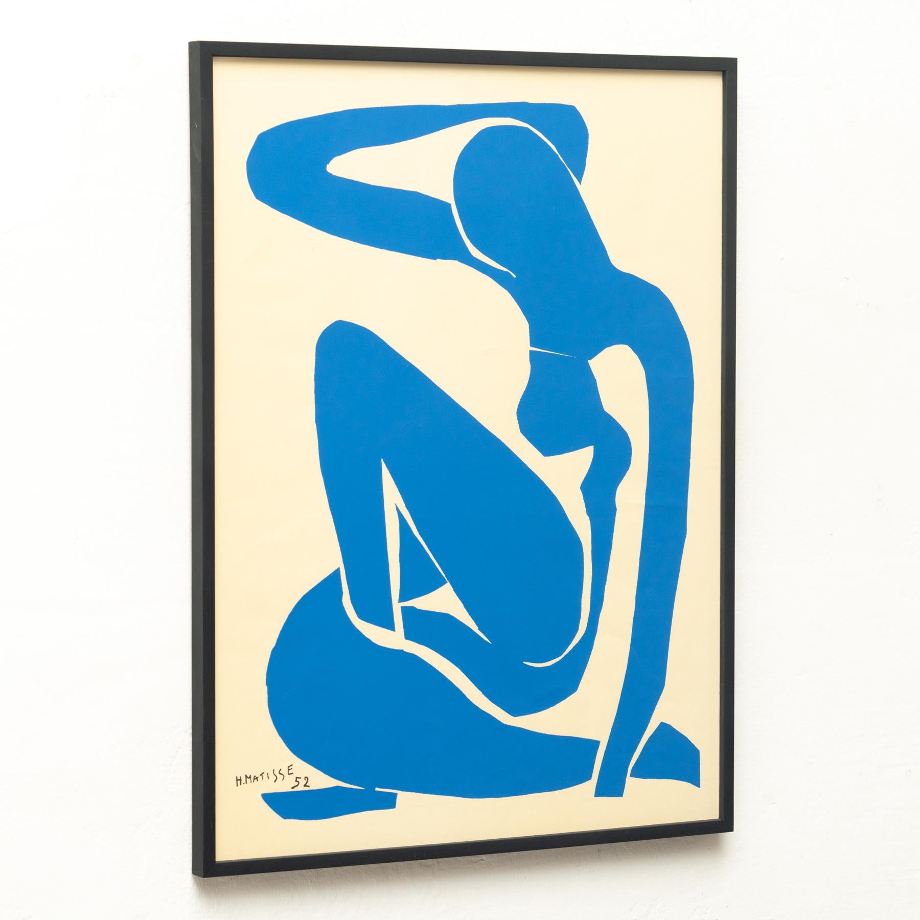 Framed After Henri Matisse Cut Out Blue Lithograph Nu Bleu I 2