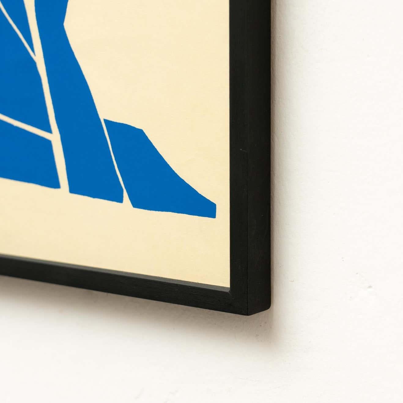 Paper Framed After Henri Matisse Cut Out Blue Lithograph Nu Bleu II