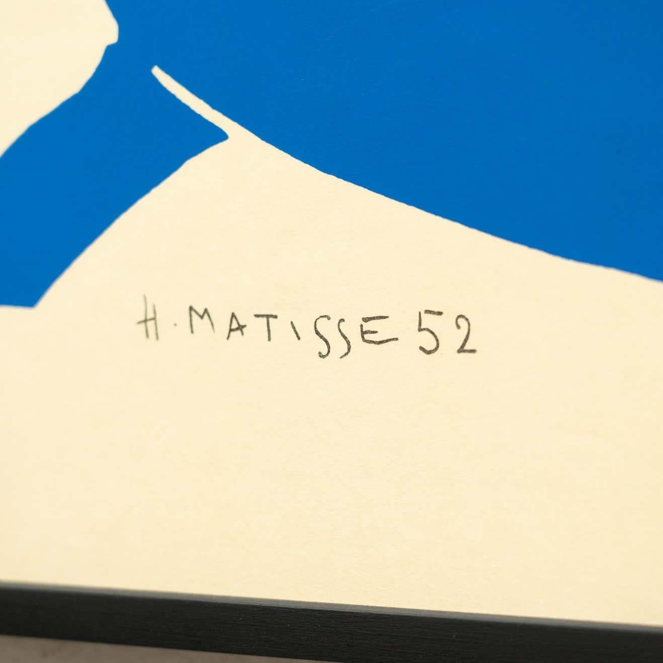 Framed After Henri Matisse Cut Out Blue Lithograph Nu Bleu II 1