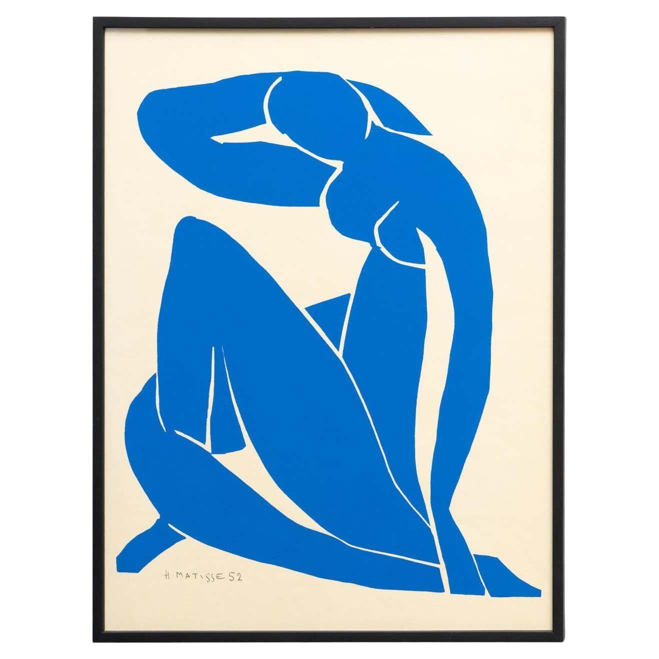 Framed After Henri Matisse Cut Out Blue Lithograph Nu Bleu II 2