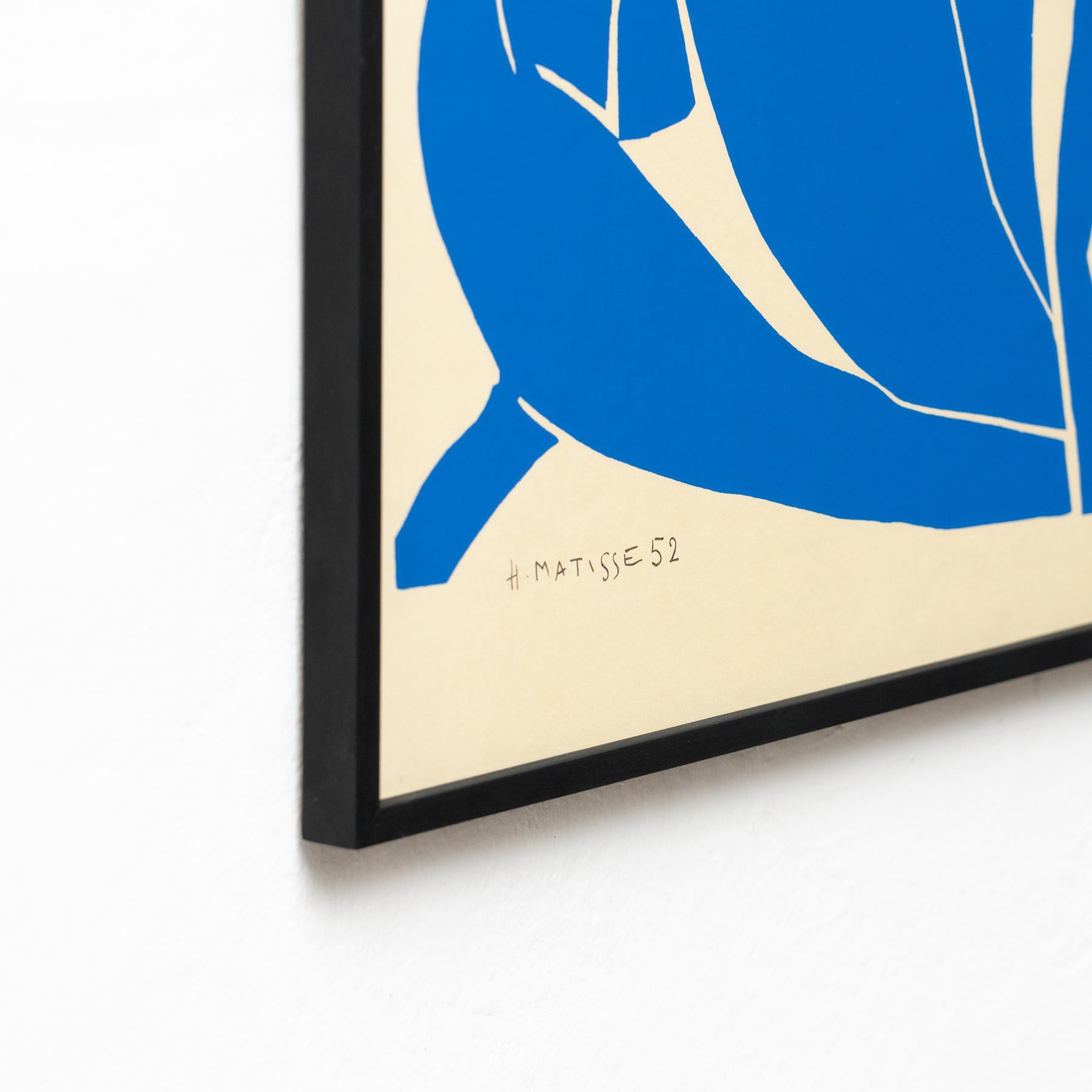 French Framed After Henri Matisse Cut Out Blue Lithograph Nu Bleu II