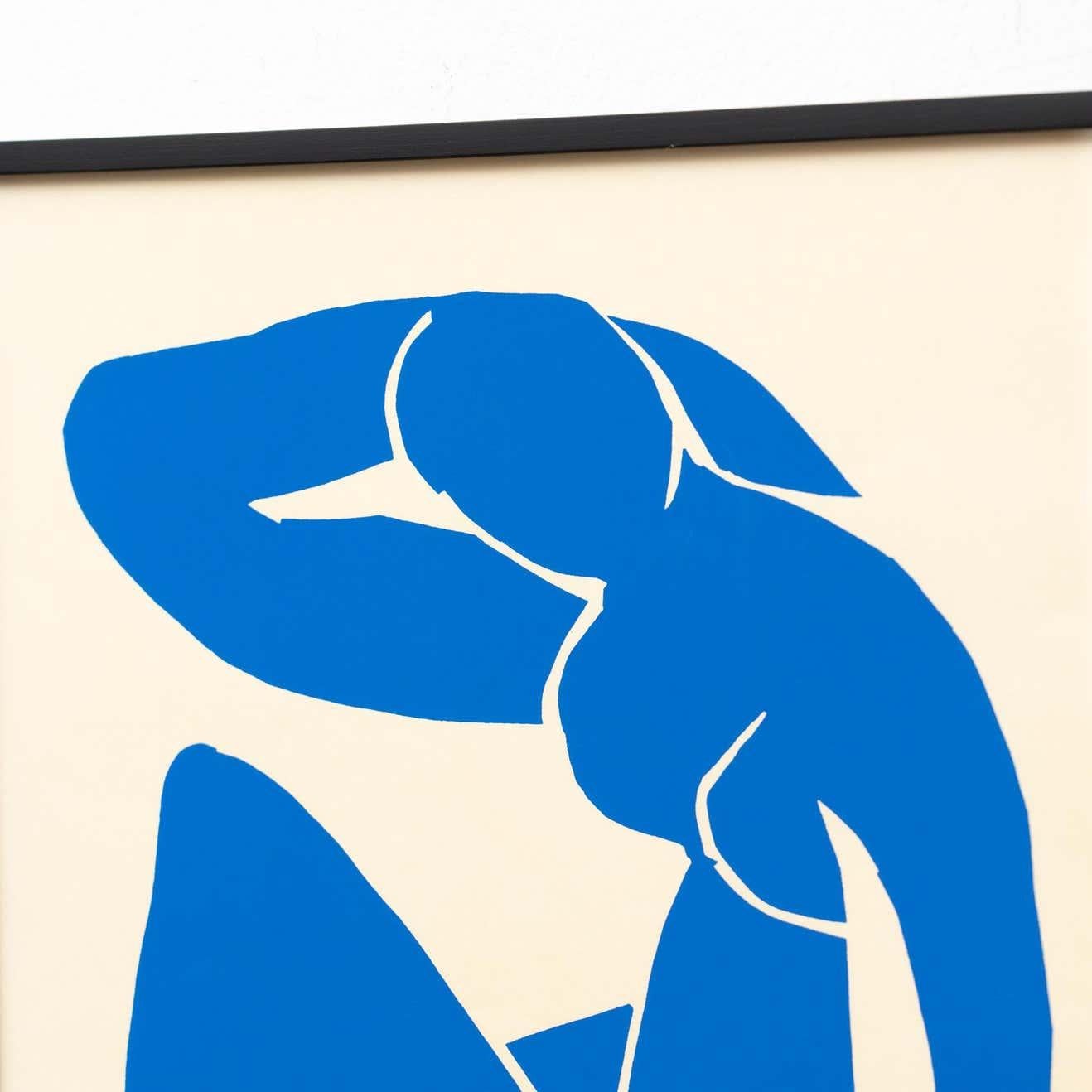 Framed After Henri Matisse Cut Out Blue Lithograph Nu Bleu II In Good Condition In Barcelona, Barcelona