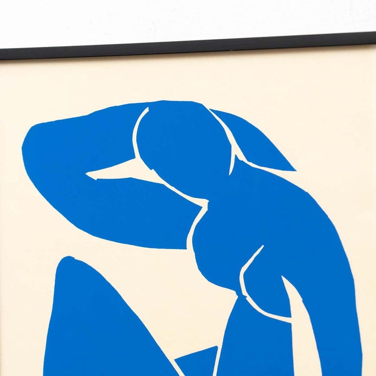 Framed After Henri Matisse Cut Out Blue Lithograph Nu Bleu II For Sale 1
